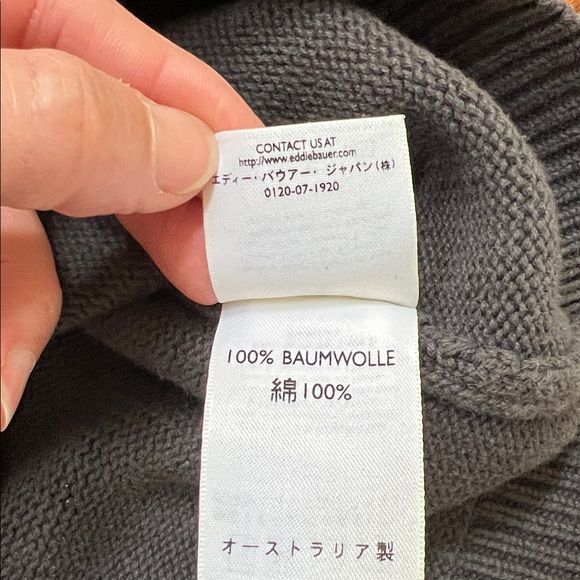 EDDIE BAUER Cotton Nordic Fair Isle Crewneck Pullover Sweater Grey/Cream Men's M - Picture 7 of 10